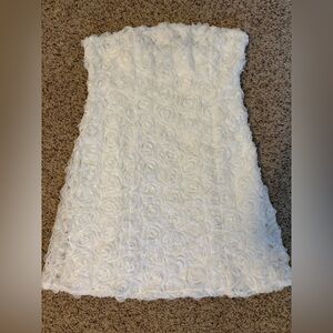 Vici White Strapless Rosette Mini Dress